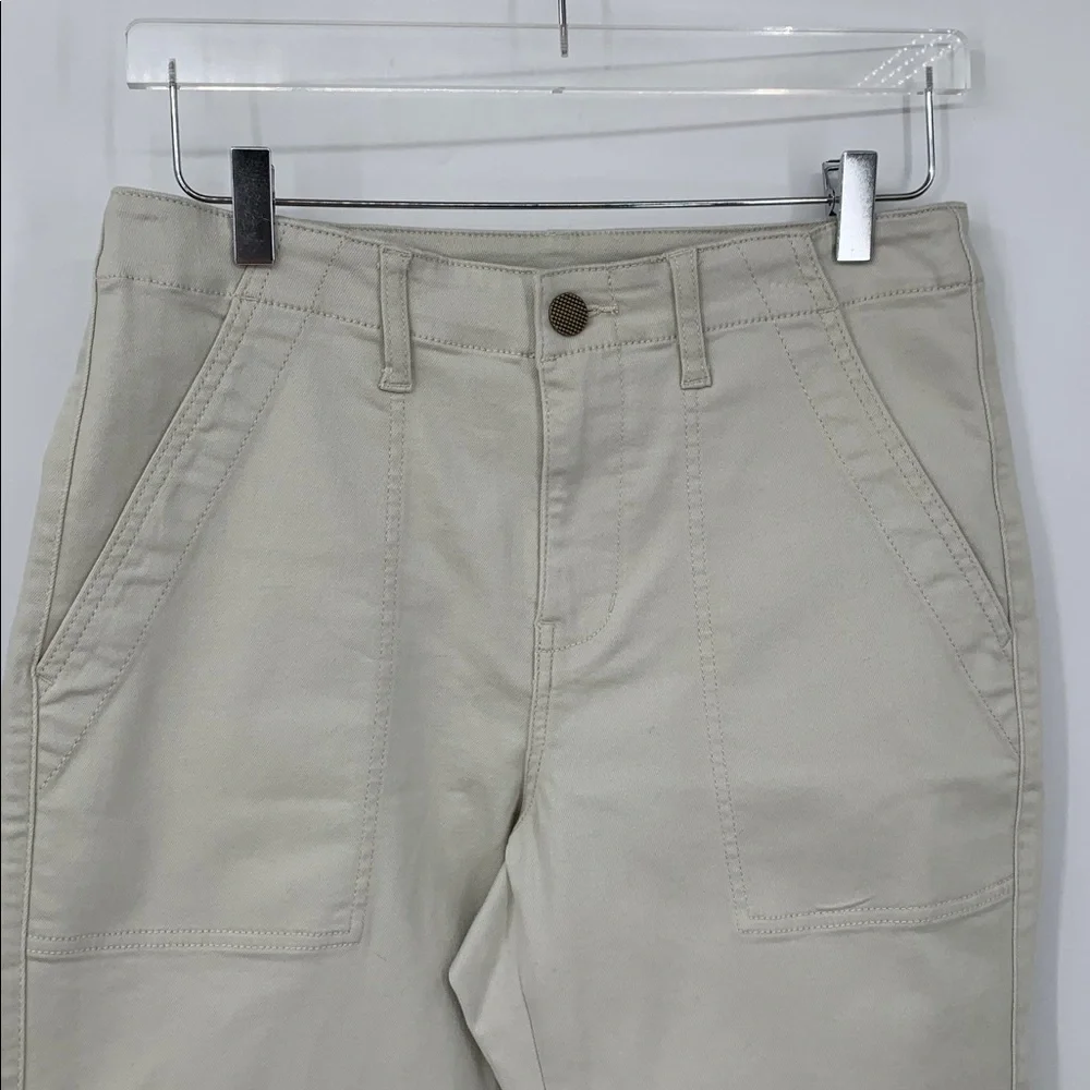 CAbi Compass jogger pants beige tan zipper stretch patch pockets oyster new 6